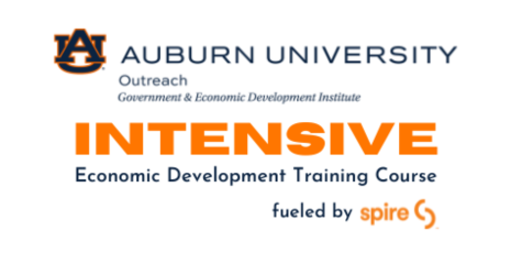 Image of GEDI logo and text ‘Intensive Economic Development Training Course fueled by Spire’